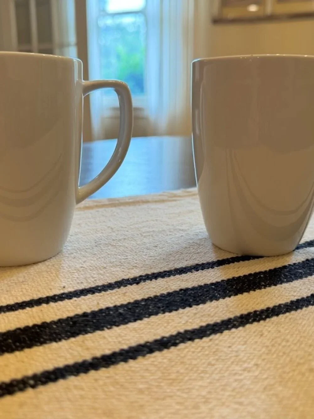 SET OF 2 Corelle Coordinates Porcelain SOLID WHITE Mugs Cups (Square Top)
